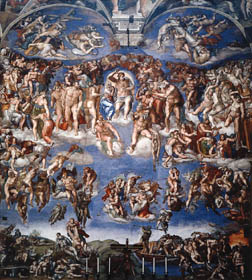 Michelangelo, Altarwand-Fresko Sixtinische Kapelle, Vatikan, 1534-41
