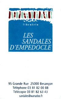 Lesezeichen Librairie 'Les sandales d'Empedocle'